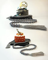 Wooden Beads Garland with Tassels, 61 Inch Grey Wood Bead Garland, Modern Farmhouse Decor, Boho Home Decor Clearance DF DUALFERV