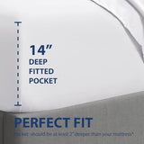 Cathay Home Luxury Wrinkle And Fade Resistant Double Brushed Ultra Soft Microfiber 14-inch Standard Pocket Single Fitted Sheet, White, King Cathay Home