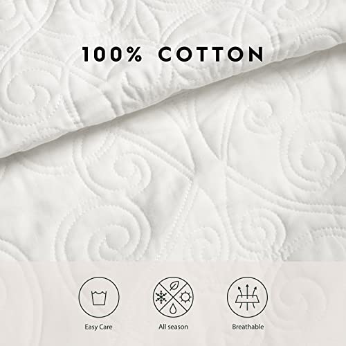 Laura Ashley Felicity Collection Quilt Set-100% Cotton, Reversible, All Season Bedding with Matching Sham(s), Pre-Washed for Added Softness, Twin, White Laura Ashley