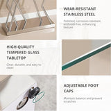 BECHAEO Tempered Glass Console Table for Entryway, 43.3" Modern Console Table with Chromed Legs, Silver Sofa Table for Living Room Hallway Entryway BECHAEO