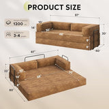 WLIVE 87'' Futon Sofa Bed, Convertible Sleeper Sofa, Folding Pull Out Couch Boneless Mattress with Fixed Frame, Corduroy, with Storage Pocket, Brown WLIVE