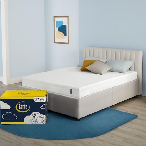 Serta - 7 inch Cooling Gel Memory Foam Mattress, Twin Size, Medium-Firm, Supportive, CertiPur-US Certified, 100-Night Trial - for Ewe, White Serta