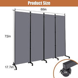 Room Divider Portable 88'' Partition Room Dividers and Folding Privacy Screens 4 Panel Wall Divider for Room Separation，Freestanding Fabric Room Divider Panel with Wheels for Home Office Hospital HOMSCREENER