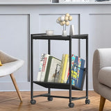 FANSXIVITA Record Player Table with Vinyl Storage,Black Small End Table Turntable Stand with Record Storage,Vinyl Record Player Stand,2 Tier Bed Side Table Modern Nightstand for Living Room Bedroom FANSXIVITA
