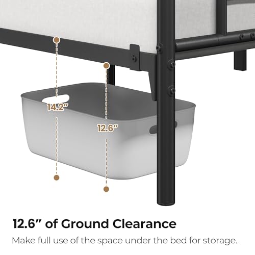 Yaheetech Queen Size Bed Frames Metal Platform Bed Mattress Foundation with Cloud-Inspired Design Headboard/Footboard/Ample Under Bed Storage/No Box Spring Needed/Black Yaheetech