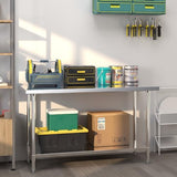 Toolsempire Stainless Steel Table, 60" x 24" Prep Table with Adjustable Under Shelf & 4 Galvanized Table Feet, Steel Table Kitchen Work Table for Toolsempire