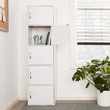 HODEDAH IMPORT Bookcase, White, 5 Door Hodedah