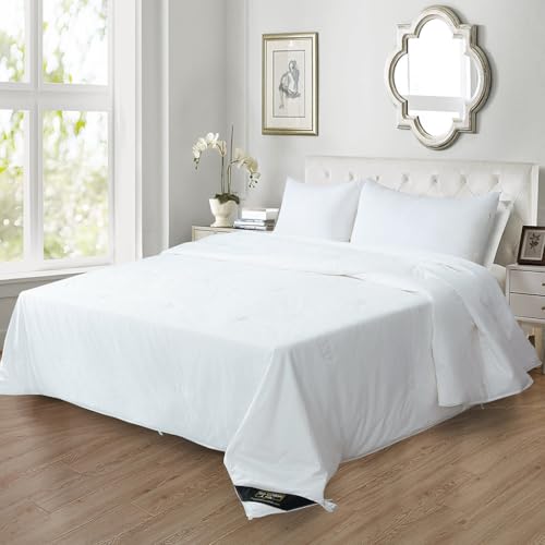 THE COTTON & SILK®️ 100% Mulberry Silk Filled Comforter for Spring/Fall/Mild Summer - Luxury, Ultra Soft, Breathable, Naturally Body-Hugging Silk Duvet Insert/Bedding Blanket - Twin Size THE COTTON & SILK