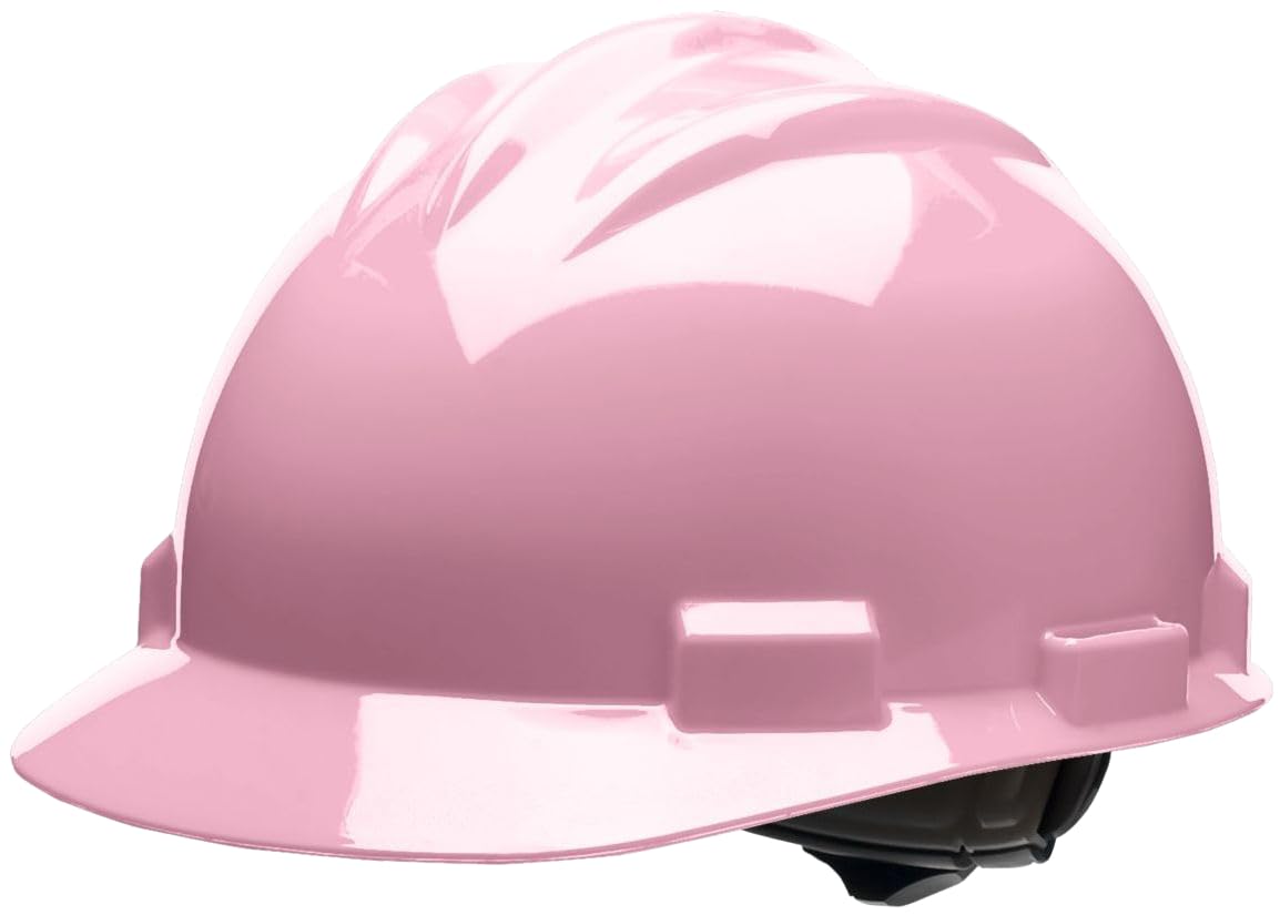 Bullard 3-Rib S61 Cap Style Safety Hard Hat with 4-Point Ratchet Suspension and Cotton Brow Pad, Light Pink Bullard