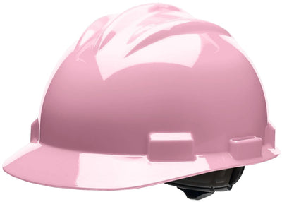 Bullard 3-Rib S61 Cap Style Safety Hard Hat with 4-Point Ratchet Suspension and Cotton Brow Pad, Light Pink
