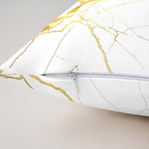 Castle Fairy Gold Marble Texture Throw Pillow Cover,Modern Luxury Style Cushion Cover 16"x16" for Boys Teens,Minimalist Art Golden Lines Pillowcase for Car RV,Abstract Room Decor,Single Pack Castle Fairy