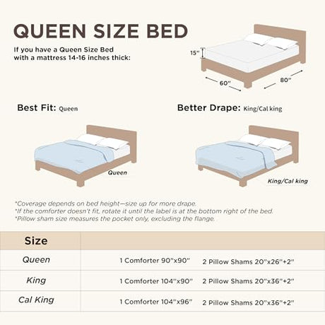 Bedsure Queen Comforter Set - Navy Blue Comforter, Boho Tufted Shabby Chic Bedding for Kids, 3 Pieces Vintage Farmhouse Bed Set for All Seasons, Fluffy Soft Bedding with 2 Pillow Shams Bedsure
