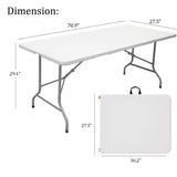 6ft Heavy Duty Folding Table with Handle Portable Plastic Foldable Table for Indoor/Outdoor Events, Camping, Parties, and More – Sturdy Steel Legs, Compact & Easy to Store Generic