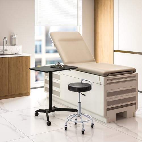 Seville Classics Airlift Height Adjustable Pneumatic Laptop Sit Stand Desk Mobile Rolling Cart, Computer Workstation for Home Office, Classroom, Black, 28" Premium Desktop (New Model) Seville Classics