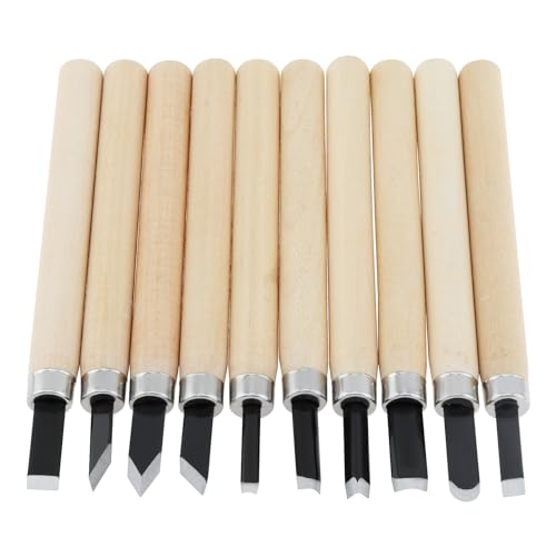 OriGlam 10pcs Professional Wood Carving Chisel Set, Carbon Steel Wood Carving Tools, Woodworking Chisels Wood Chisel Kits, Power Grip Carving Tools Great for Carving Woodworking Beginners & Kids OriGlam