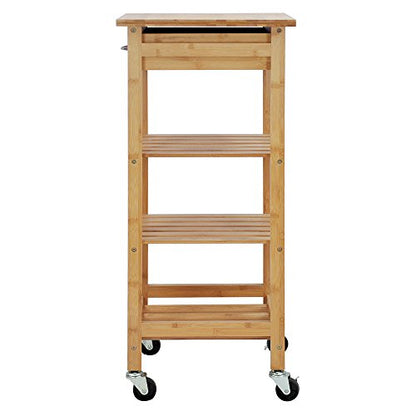 Oceanstar Design Group Bamboo Kitchen Trolley, Natural - WoodArtSupply