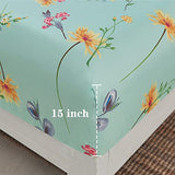 JSD Green Floral Printed Sheet Set Queen Size, 4 Piece Soft Botanical Microfiber Sheets Extra Deep Pocket JSD