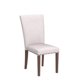COLAMY Upholstered Parsons Dining Chairs Set of 4, Fabric Dining Room Kitchen Side Chair with Nailhead Trim and Wood Legs - Beige COLAMY