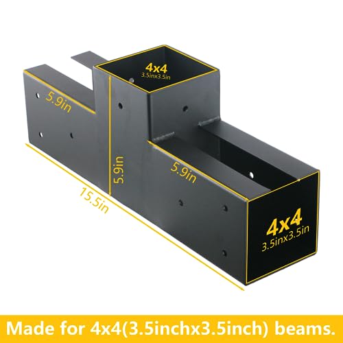 Wilkblck Woodwork Pergola Kit - Elevated Wood Stand T Brackets - Modular Sizing Pergola Brackets Hardware for 4 x 4 Lumber, 2 Pack Wilkblck