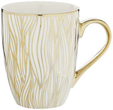 Matrix Gold Porcelain Gold-Plated Coffee Mug Set - Elegant 16 oz Luxury Coffee Mugs, Gold Trim Mug with Unique Designs, Premium White and Gold Accent Porcelain Tea Mug, Giftable Drinkware (6-Piece) Certified International