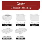 MUXHOMO 7 Pieces Queen Comforter Set, Reversible Bed in a Bag Queen Size, All Season Bedding Set with Comforter, Flat Sheet, Fitted Sheet, Pillowcases & Shams, Red & Black MUXHOMO