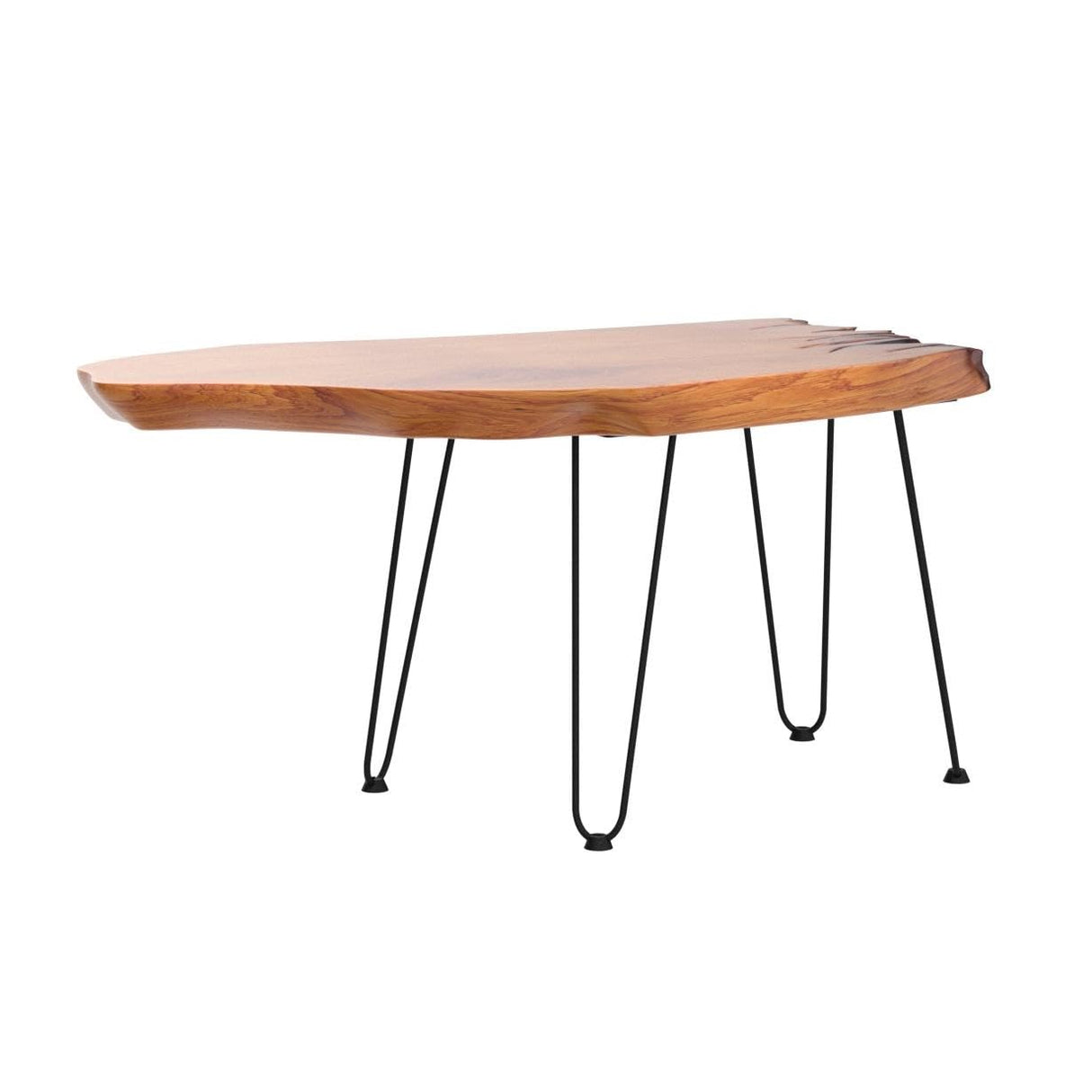Hurrikom Natural Wood Coffee Table, Natural Wood Edge Contemporary Cocktail Table, Wood Tea Tables for Living Room with Metal Hairpin Legs,Wooden Flower Pot Holder Clear Lacquer Finish Hurrikom