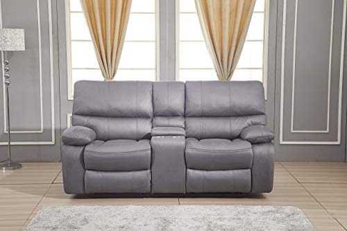 Betsy Furniture Microfiber Reclining Sofa Couch Set Living Room Set 8007 (Grey, Sofa+Loveseat+Recliner)