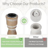 Inweder Candle Holders for Candlesticks, Wood Taper Candle Holders, Set of 2 Candle Holders for Table Centerpiece, Rustic Candle Holder, Farmhouse Candle Holders for Wedding, Home Decor, Event Inweder