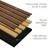 Generic 94"" L x 24"" W Acoustic Wood Wall Paneling, Decorative Sound Proof Panels for Walls and Ceilings, 3D Slat Wood Wall Panels (Set of 10) (Dark Chestnut), ACP10 WoodArtSupply