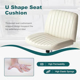 OLIXIS Criss Cross Legged Chairs Armless No Wheels Wide Seat Height Adjustable Swivel Padded PU Leather Home Office Desk Seating for Bedroom, Student, Study Room OLIXIS