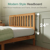 Novilla Queen Bed Frame with Headboard, Solid Wood Bed Frame Foundation with Wood Slat Support, No Box Spring Needed, Easy Assembly, Oak Novilla