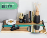 Visually Stunning Celeste Blue Resin + Acacia Wood Serving Board with Handles - 16x19 Serving Tray for Food, Breakfast in Bed, Coffee Table, Decor, Skincare Organization, Snacks, Patio, BBQ, Lap Tray Comfify