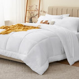CozyLux Full Size Comforter Sets White, 7 Pieces Bed in a Bag, White Comforter Full Size, All Season Bedding Sets with Stitch Quilted Comforter, Flat Sheet, Fitted Sheet, Pillowcases CozyLux