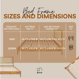 Oliver Queen Size Bed Frame - 15-Inch Mid Century Design with Rattan Headboard, Bohemian Style, No Box Spring Needed, Easy Assembly in Caramel Bme