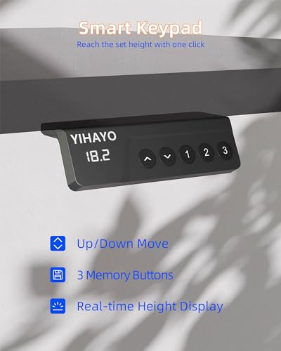 YIHAYO Low Height Adjustable Desk, Lifts 18.1-28.3 Inches, Electric Standing Desk for Short People, 48 x 24 Inches Computer Table with Splice Board for Home Office, Natural YIHAYO