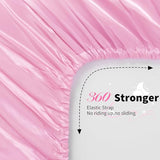 NSGZ 2 Pcs Satin Fitted Sheet and Pillowcase Set, Twin Silky Bottom Bedsheet Fit up to 15 Inch Deep Pocket Mattress, Pink Soft Satin Bedding Includes 1 Fitted Sheet and 1 Pillowcases NSGZ