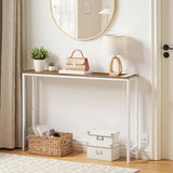 HOOBRO Narrow Console Table with Power Outlets, 44.9 Inches Sofa Table, Slim Behind Couch Table, Entryway Table with Display Shelf, for Living Room, Foyer, Hallway, Walnut and White WH114UXG01 HOOBRO