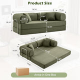 CozySpot Sofa Bed, 79" Convertible Sleeper Sofa with Pull Out Bed, 5-in-1 Folding Corduroy Futon Couch, Modular Loveseat Sofa Bed for Living Room, Bedroom & Apartment, Green CozySpot
