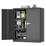 Greenvelly Metal Storage Cabinet with Doors and Shelves,Lockable Storage Cabinet for Office,36”Black Metal Utility Cabinet Garage Cabinets, Lockable File Cabinet for Home Office, Garage, Kitchen, Shop Greenvelly