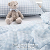 Andency Light Blue Gingham Comforter Set Full(79x90Inch), Checkered Grid Plaid Buffalo Bed Set for Girls Boys Kids Teens, 3 Pieces Lightweight Microfiber Geometric Preppy Bedding Andency