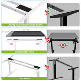 farexon Electric Standing Desk Frame with Cable Management Tray, Wheels & Hooks, Heavy Duty Dual Motor Stand Up Desk Dual-Beam Frame,265 lbs Capacity up to 78" x 40" Tops (White Frame Only) farexon