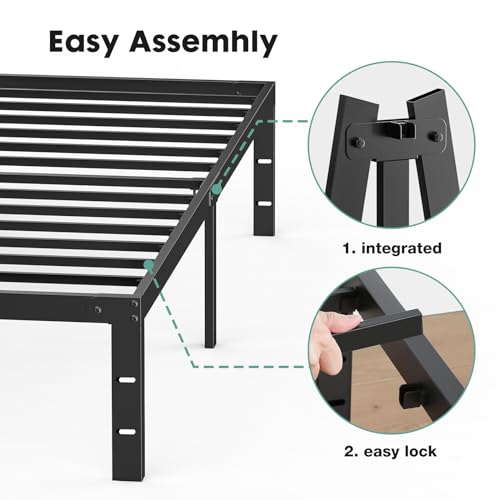 Sweetcrispy Twin Bed Frame - Heavy Duty Metal Platform Bed Frames Twin Size with Storage Space Under Frame, No Box Spring Needed, 14 Inches, Sturdy Steel Slat Support Sweetcrispy
