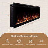 Modern Ember Aerus 60 Inch Smart Linear Electric Fireplace | Recessed in-Wall or Wall-Mount | LED Multiple Flame Colors | Alexa/WiFi Enabled | 5.75” Profile | Remote Included Modern Ember