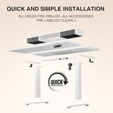 Veken 47.2"×27.6" Home Office Standing Desk with Monitor Riser, Adjustable Computer Desk with Drawers, Ergonomic Desk for Work, Study, Gaming, Crafting, White Veken