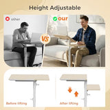 Aothia Small Standing Desk Rolling Table Adjustable Height, Laptop Mobile Stand with Wheels, Overbed Table, Portable Computer Workstation with Tiltable Desktop for Teacher Classroom Home Office, Oak Aothia