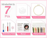 Huacan Embroidery Kit for Beginners Adults Includes Stamped Flower Pattern, Hoop, Color Threads,Tools,Easy to Follow Instruction (Mushroom)