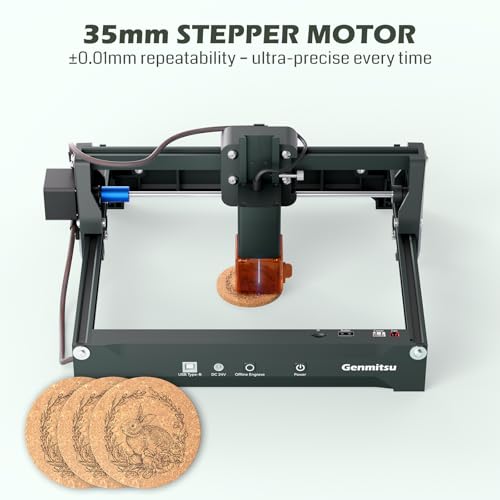 Genmitsu Laser Engraver Kortek 5W 5000mW, Desktop Laser Cutter, ±0.01mm High Precision, Wireless APP Supported, Portable Laser Engraving Machine for DIY Wood Acrylic Leather Metal Fiber, Safety Class1 Genmitsu