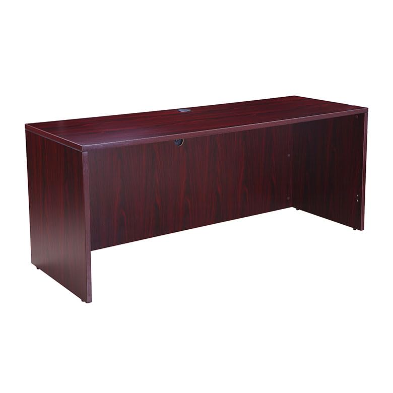 Boss Office Products Belarus Executive U-Shape Curved Bow Desk with Hutch and File Storage Pedestal, 71", Mahogany Boss Office Products