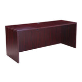 Boss Office Products Belarus Executive U-Shape Curved Bow Desk with Hutch and File Storage Pedestal, 71", Mahogany Boss Office Products