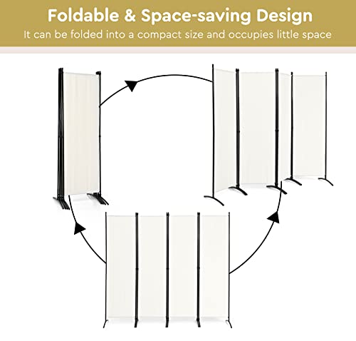 Giantex 5.6 Ft Tall 4 Panel Room Divider White, Lightweight Portable Folding Privacy Screen, Freestanding Partition Wall Divider and Separator for Bedroom Home Office Apartment Studio Giantex